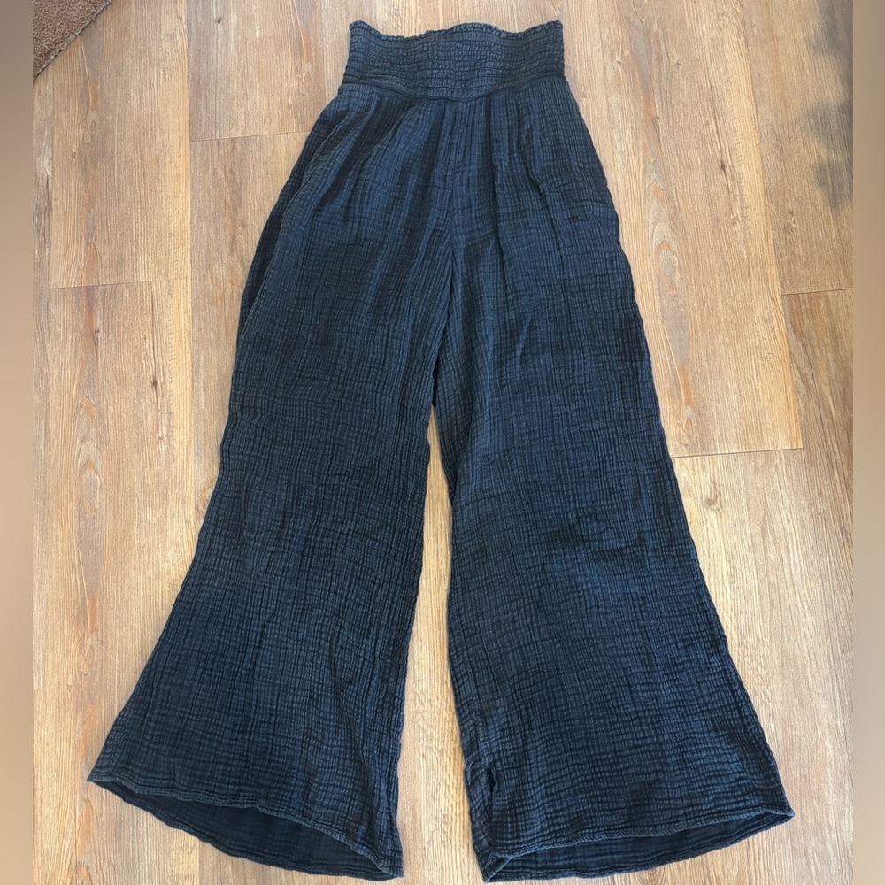 Anthropologie washed out black beachy wide leg pants